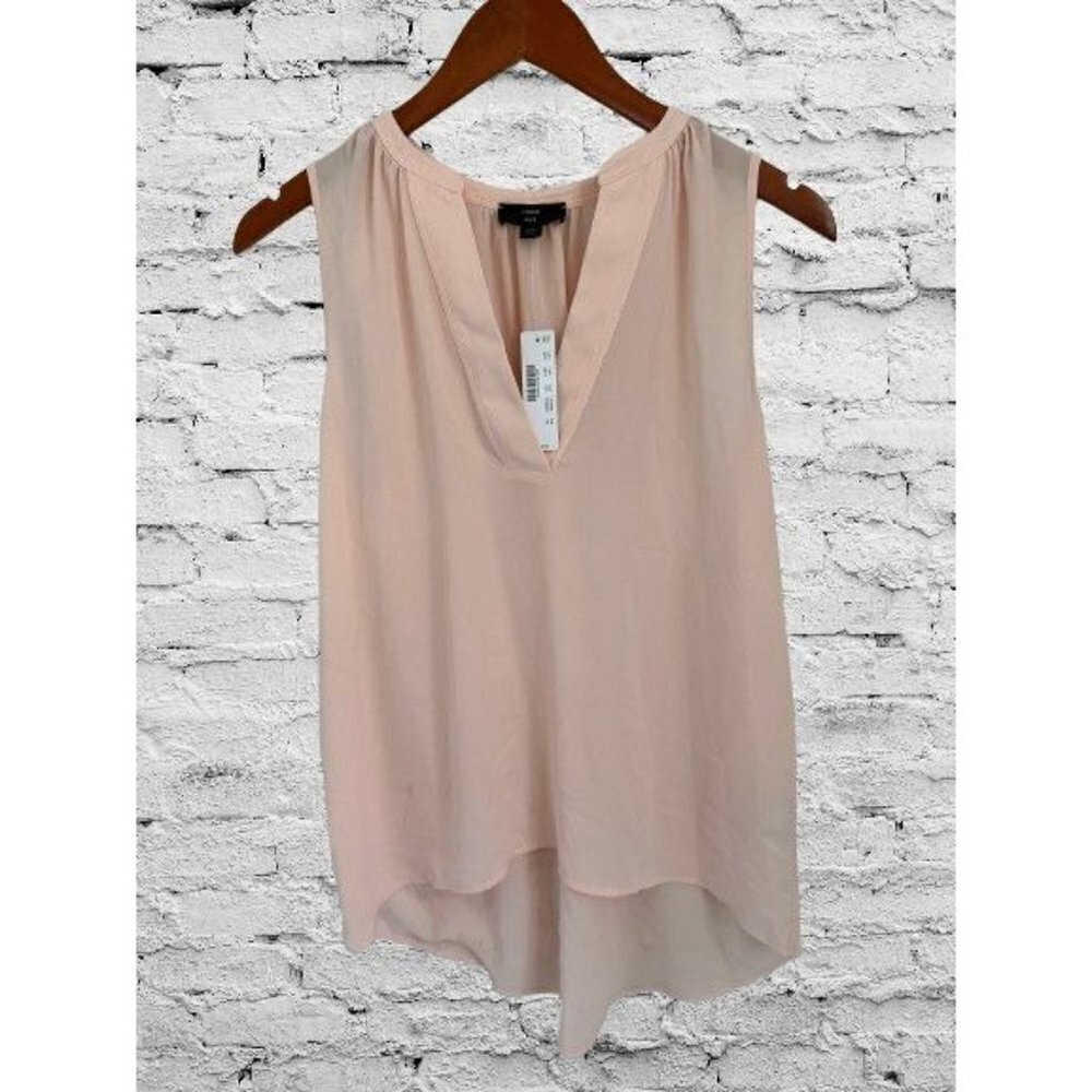 New! J.Crew Sleeveless Top Blouse Pale Pink Split Neck High-Low Size XSmall